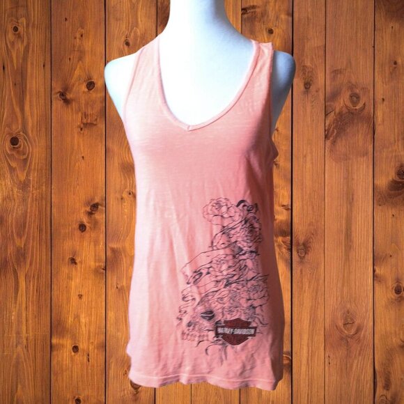 Harley-Davidson Tops - HARLEY DAVIDSON WOMEN'S MEDIUM ORANGE TANK TOP MYRTLE BEACH PULLOVER MOTORCYCLE